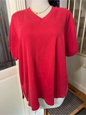 CC Hughes Y2K Red Ribbed V Neck Top Plus Size 22W